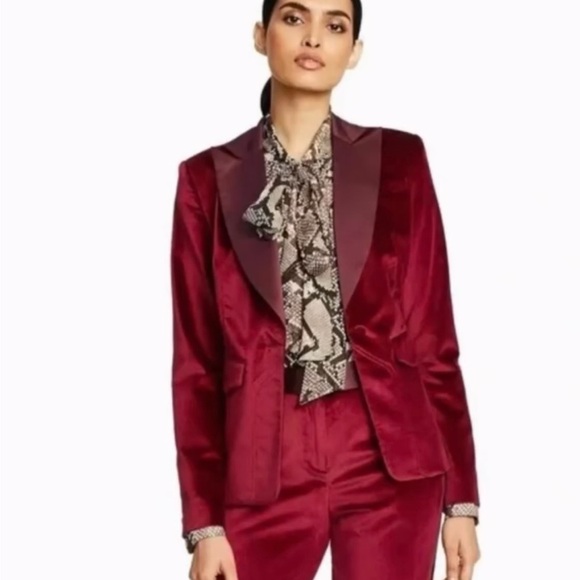 Elegant Velvet Blazer and Pants in Rich Burgundy - Picture 6 of 8